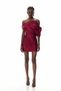 Daniella One Shoulder Asymmetric Ruch Mini Dress