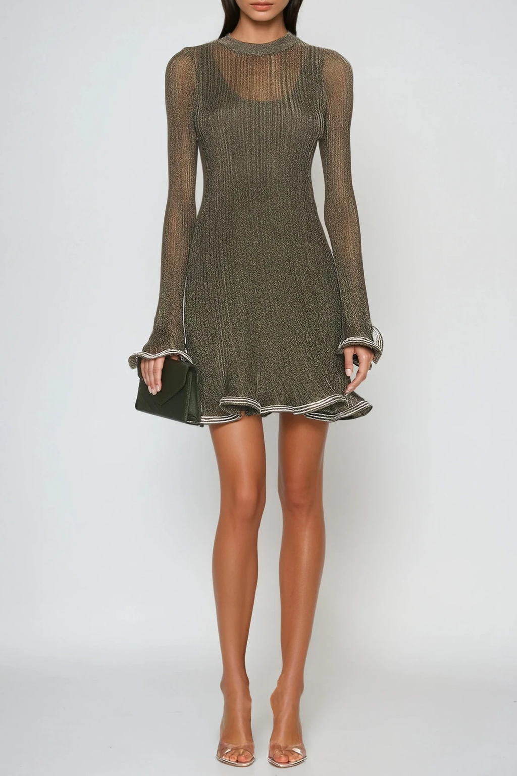 Faina Rhinestone Ruffle Mini Dress